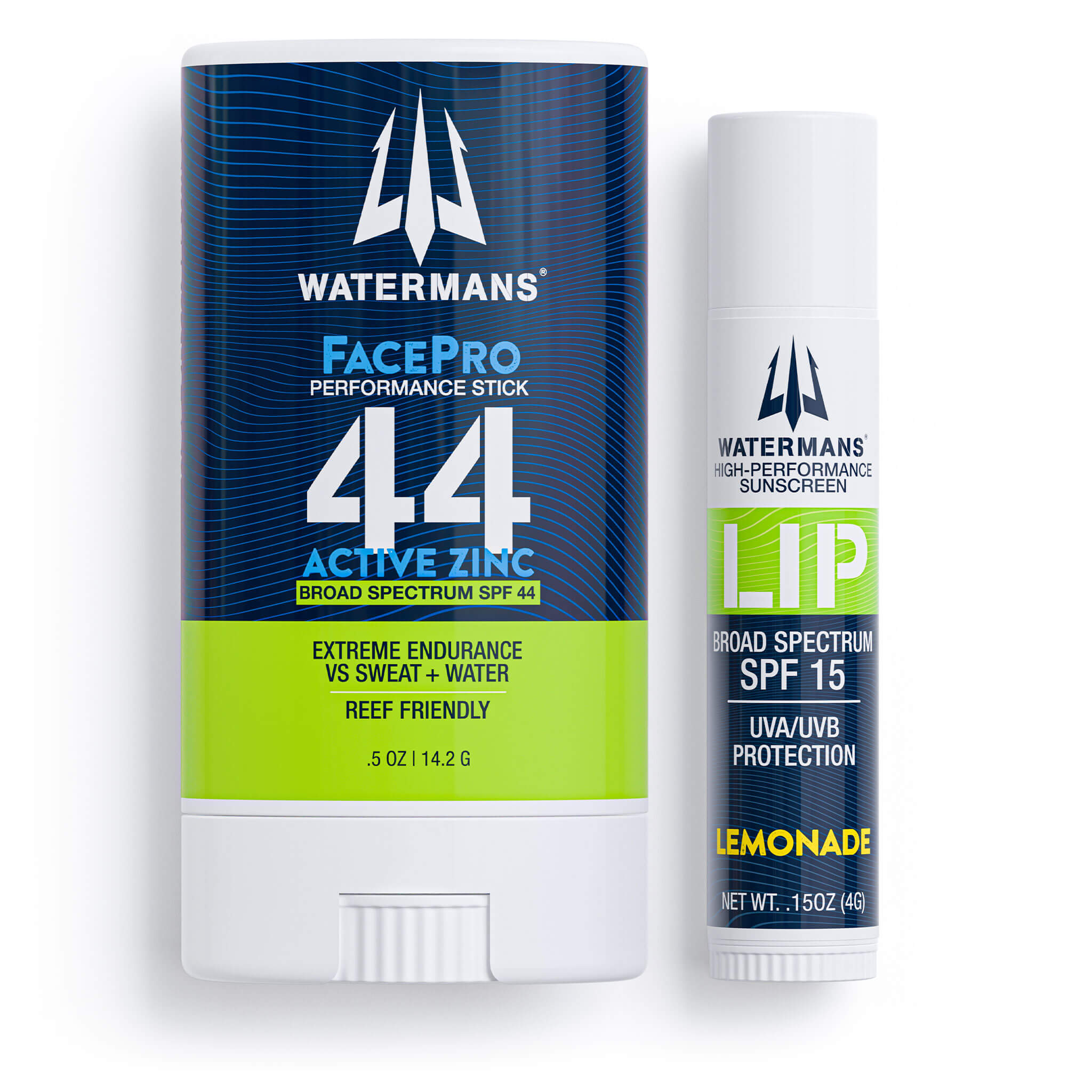 The Face Kit contents, Watermans FacePro Stick SPF 44 and LIP ICE SPF 15