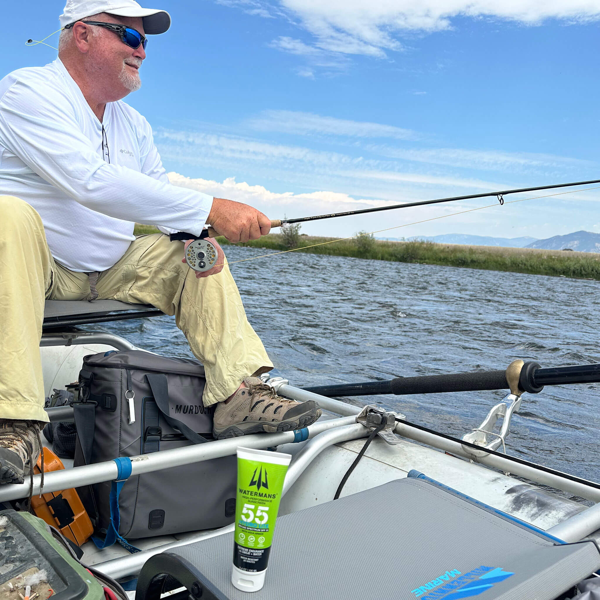 Watermans Hydro Lite SPF 55 sunscreen applied on skin outdoors